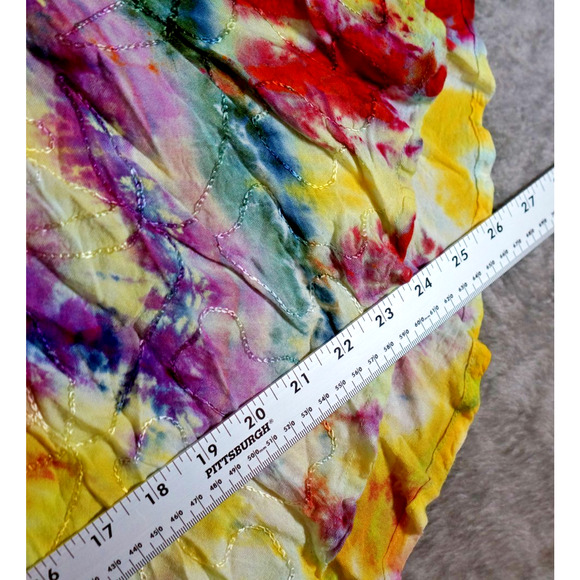 S.R. Fashion Free Size Rayon Sundress Embroidered Tie-Dye Rainbow Swirl Boho Ind - Picture 8 of 13
